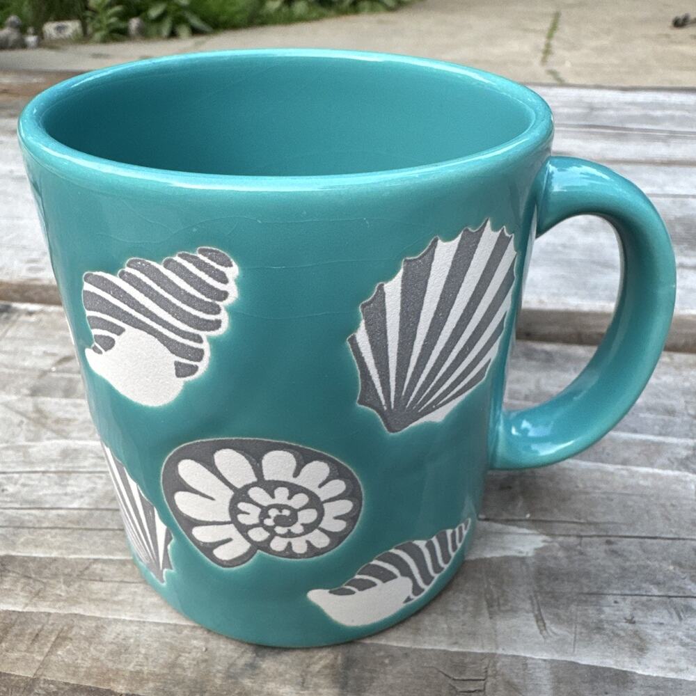 Waechtersbach W. Germany Blue/Grey Seashell Mug Coffee Ceramic Cup Coastal Beach